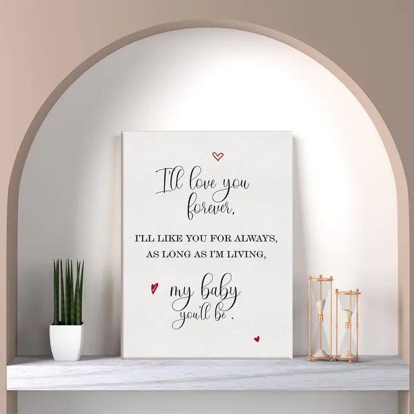 Multicolor_I'll_Love_You_|_Forever_Print_Canvas_Home_Nursery_Wall_Art_Decor_Painting_12_x_16_Poster_Framed_Ready_to_Hang_Daughter_Son_Room_Decor