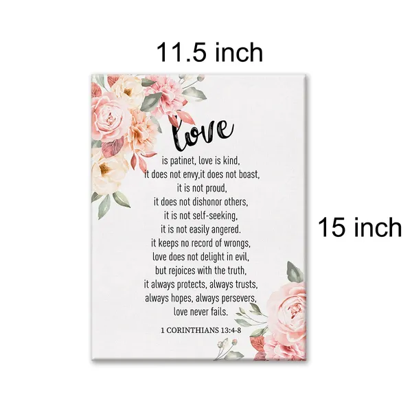 Multicolor_Floral_Love_is_Patinet_Kind_Bible_Verse_Canvas_Home_Wall_Art_Decor_Scripture_Painting_12x15_Poster_Framed_Ready_to_Hang_Wedding_Gift