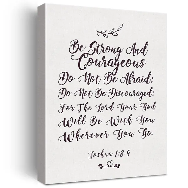 Multicolor_Bible_Verse_Be_Strong_and_Courageous_Print_Canvas_Home_Wall_Decor_Scripture_Art_Painting_12_x_16_Baptism_Poster_Framed_Christian_Gift