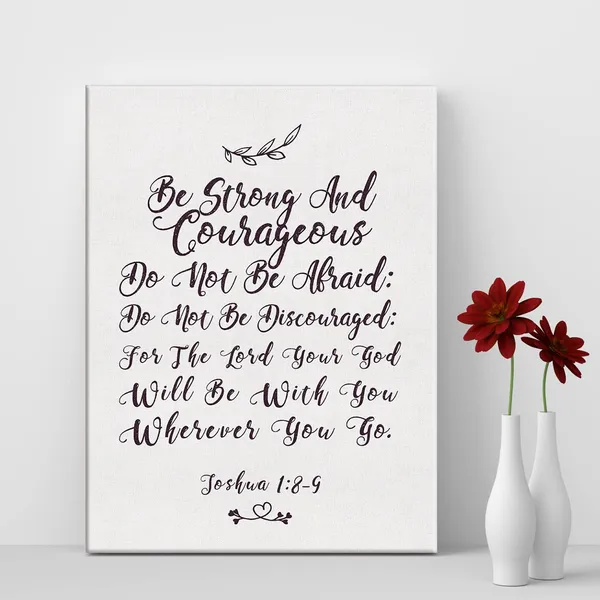 Multicolor_Bible_Verse_Be_Strong_and_Courageous_Print_Canvas_Home_Wall_Decor_Scripture_Art_Painting_12_x_16_Baptism_Poster_Framed_Christian_Gift