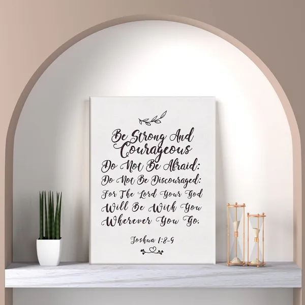 Multicolor_Bible_Verse_Be_Strong_and_Courageous_Print_Canvas_Home_Wall_Decor_Scripture_Art_Painting_12_x_16_Baptism_Poster_Framed_Christian_Gift