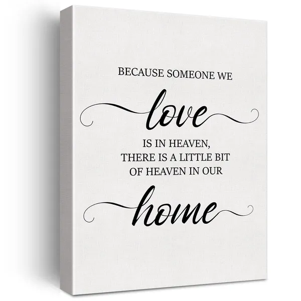 Multicolor_Sympathy_Sign_Because_Someone_We_Love_is_in_Heaven_Print_Canvas_Home_Wall_Art_Decor_Painting_12_x_16_Memorial_Poster_Framed_Bereavement_Gift