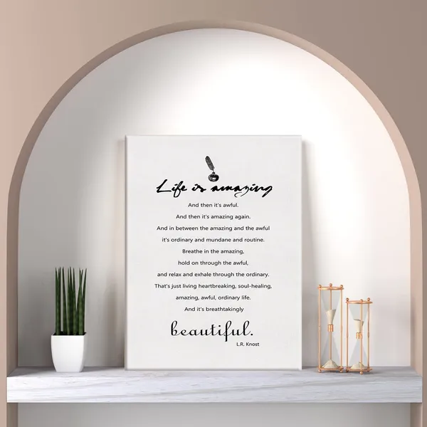 Multicolor_Inspirational_Quote_Life_is_Amazing_Print_Canvas_Home_Wall_Art_Decor_Home_Sign_Painting_12_x_16_Poster_Framed_Ready_to_Hang