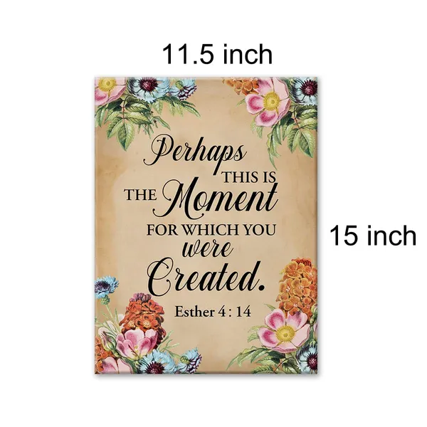 Multicolor_Floral_Bible_Verse_Perhaps_This_is_the_Moment_|_For_Which_You_were_Created_Print_Canvas_Wall_Art_Home_Office_Decor_Esther_4:14_Scripture_Painting_12_x_16_Canvas_Poster_Framed_Ready_to_Hang_Christian_Gift