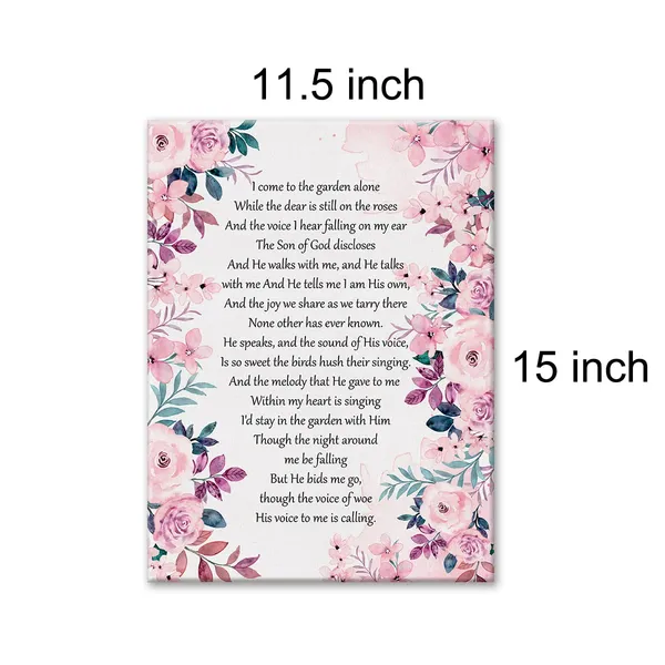 Multicolor_Floral_I_Come_to_the_Garden_Alone_Bible_Verse_Canvas_Home_Wall_Art_Decor_Scripture_Painting_12_x_16_Poster_Framed_Ready_to_Hang_Gifts_|_For_Women