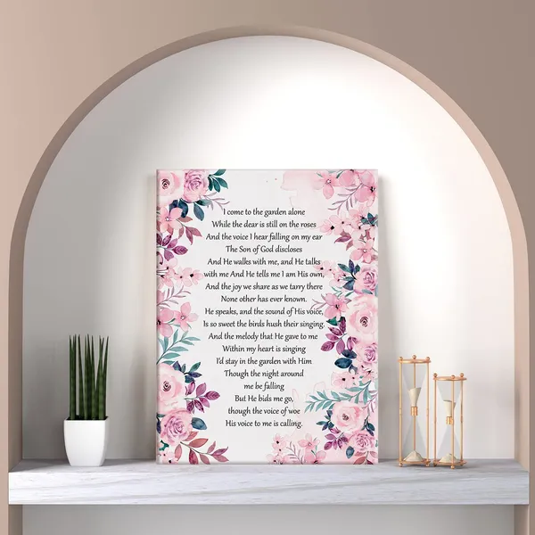 Multicolor_Floral_I_Come_to_the_Garden_Alone_Bible_Verse_Canvas_Home_Wall_Art_Decor_Scripture_Painting_12_x_16_Poster_Framed_Ready_to_Hang_Gifts_|_For_Women