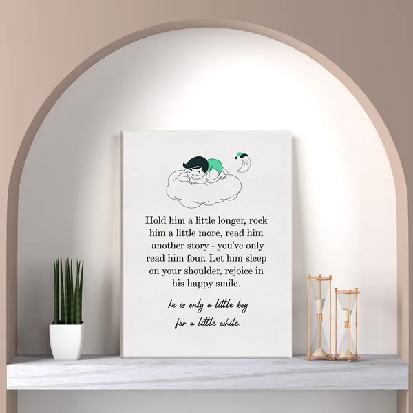 Multicolor_Hold_Him_a_Little_Longer_Print_Canvas_Home_Wall_Art_Decor_Boy_Nursery_Sign_Painting_12x15_Poster_Framed_Ready_to_Hang_Sons_Nursery_Room_Decor