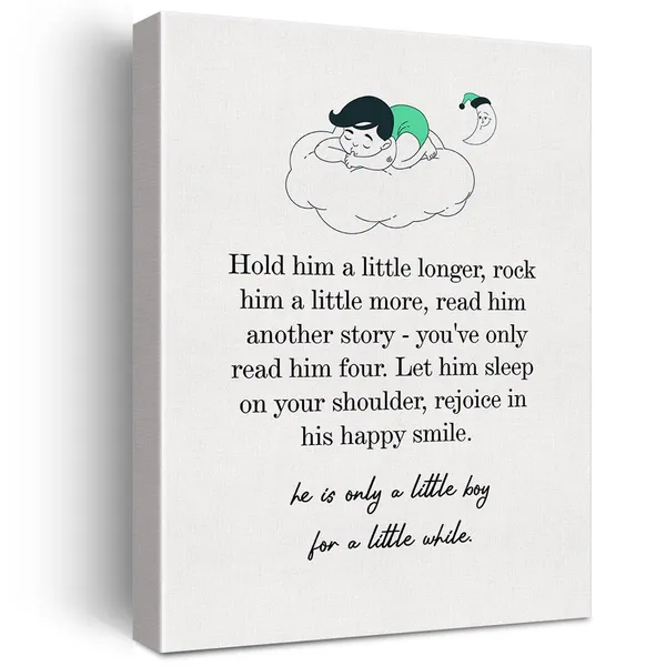 Multicolor_Hold_Him_a_Little_Longer_Print_Canvas_Home_Wall_Art_Decor_Boy_Nursery_Sign_Painting_12x15_Poster_Framed_Ready_to_Hang_Sons_Nursery_Room_Decor