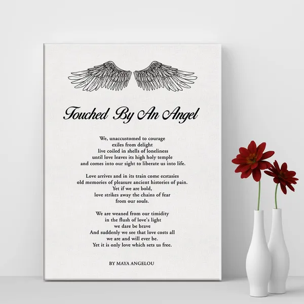 Multicolor_Touched_By_An_Angel_Poem_Print_Canvas_Wall_Art_Home_Decor_We_Unaccustomed_to_Courage_Exiles_From_Delight_Painting_12_x_16_Canvas_Poster_Framed_Ready_to_Hang