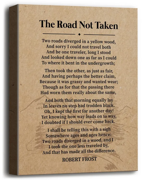 Multicolor_Robert_Frost_-_The_Road_Not_Taken_Canvas_Wall_Art,_Inspirational_Motivational_Quote_Decor,_Canvas_Prints_Poster_Wall_Art,_Great_Gift_Decor_|_For_Men_and_Women_Poetry_Fans_Home_&_Office_12x15