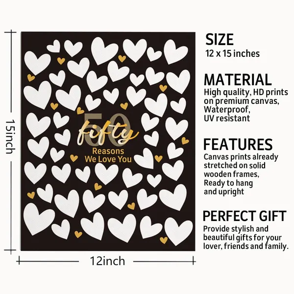 Multicolor_Fifty_Reasons_We_Love_You_Poster,_Canvas_Poster_Wall_Art_Hanging_Decor_Print,_Beautiful_Wall_Decor_|_For_Birthday/Anniversary_Party,_50th_Birthday_Gifts_|_For_Women_Friends_Mom_Wife_Sister,_15x12_inches
