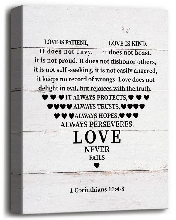 Multicolor_Christian_Canvas_Wall_Art_Love_is_Patient_Love_is_Kind_1_Corinthians_13:4-8,_Inspirational_Canvas_Prints_Poster_Home_Wall_Art_Decor,_Hanging_Farmhouse_Wall_Decor,_Great_Art_Gift_|_For_Christian_12_x_16