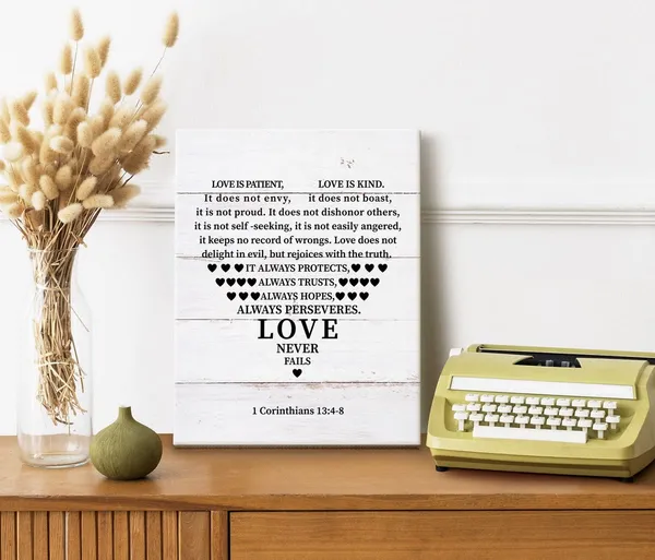 Multicolor_Christian_Canvas_Wall_Art_Love_is_Patient_Love_is_Kind_1_Corinthians_13:4-8,_Inspirational_Canvas_Prints_Poster_Home_Wall_Art_Decor,_Hanging_Farmhouse_Wall_Decor,_Great_Art_Gift_|_For_Christian_12_x_16