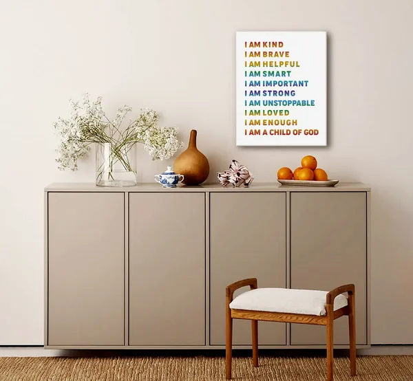 Multicolor_I_Am_Kind_I_Am_A_Child_of_God_Inspirational_Quote_Canvas_Wall_Art_Decor,_Kids_Affirmation_Canvas_Prints_Poster_Wall_Art,_Canvas_Wall_Art_|_For_Nursery,_Kid's_Room_Decor,_Education_|_For_Children_12_x_16_in