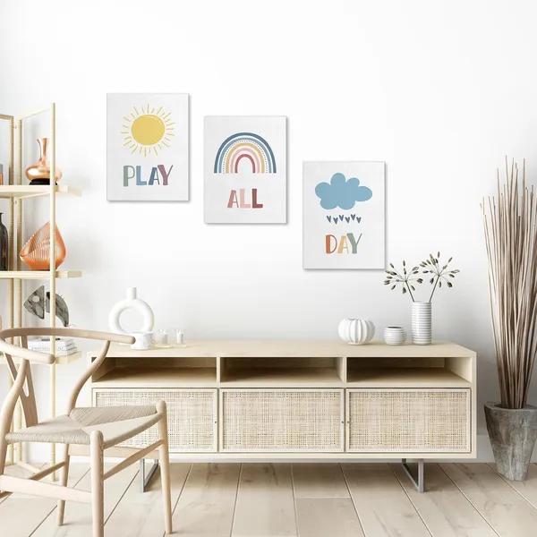 Multicolor_3_Pieces_Canvas_Wall_Art,_Inspirational_Wall_Art,_Rainbow_Sun_Cloud_Painting_Artwork_|_For_Playroom_Decor,_Positive_Home_Decor,_Nursery_Wall_Art,_Poster_Decor_|_For_Kids_Boys_Room,_Play_All_Day_Posters