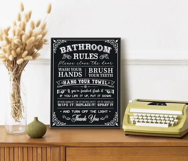Multicolor_Bathroom_Canvas_Wall_Art,_Funny_Rustic_Bathroom_Rules_Prints_Signs,_Canvas_Prints_Poster_Wall_Art_|_For_Bathroom_Laundry_Room_Decor,_Print_HD_Picture_Artwork_Home_Decor,_Size_12_x_16