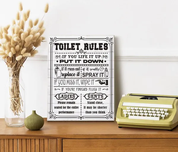 Multicolor_Bathroom_Funny_Canvas_Wall_Art_Rustic_Toilet_Rules_Prints_Signs,_Canvas_Prints_Poster_Wall_Art_|_For_Bathroom_Laundry_Room_Decor,_Print_HD_Picture_Artwork_Home_Decor,_Size_12x15