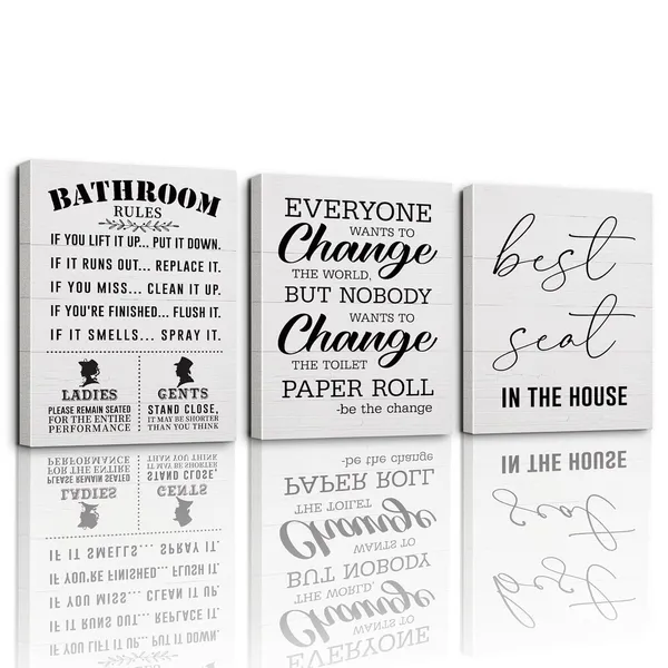 Multicolor_3_Pieces_Canvas_Wall_Art,_Funny_Bathroom_Canvas_Wall_Art,_Best_Seat_In_the_House_Prints,_Farmhouse_Home_Bathroom_Decor,_Bathroom_Rules_Canvas_Painting,_Wall_Decoration_|_For_Bathroom_Restroom_Toilet