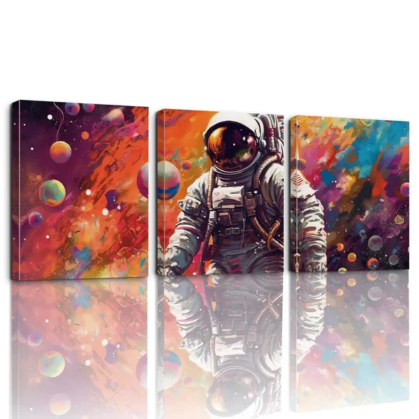 Multicolor_3_Pieces_Canvas_Wall_Art,_Outer_Space_Wall_Art,_Astronaut_Canvas_Posters_Framed_Artwork,_Teen_Boy_Girl_Room_Decor_|_For_Wall_Table,_Galaxy_Astronaut_Themed_Decor_|_For_Home_Office_Living_Room_Bedroom