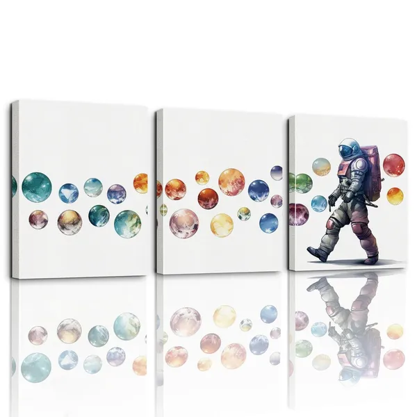 Multicolor_3_Pieces_Canvas_Wall_Art,_Astronaut_with_Planets_Poster,_Galaxy_Planets_Astronauts_Themed_Canvas_Wall_Art,_Wall_Decorations_|_For_Kids_Boys_Bedroom_Classroom_Nursery,_Home_Decor_Accent