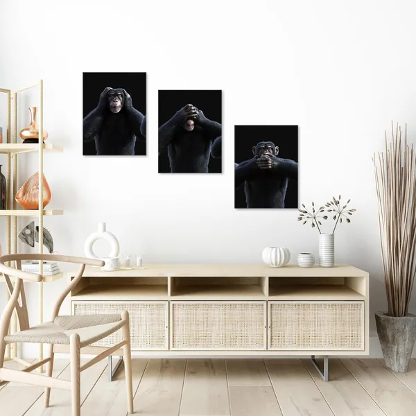 Multicolor_3_Pieces_Canvas_Wall_Art,_Gorilla_Bathroom_Wall_Art,_Gorilla_Canvas_Painting_|_For_Bathroom,_Toilet_Decor,_Funny_Modern_Gorilla_Monkey_Painting_Print_Framed_Wall_Art_|_For_Home_Bathroom_Decoration
