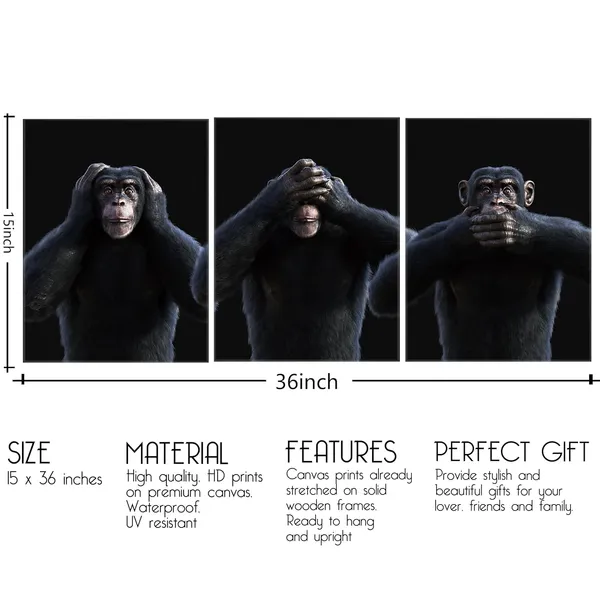 Multicolor_3_Pieces_Canvas_Wall_Art,_Gorilla_Bathroom_Wall_Art,_Gorilla_Canvas_Painting_|_For_Bathroom,_Toilet_Decor,_Funny_Modern_Gorilla_Monkey_Painting_Print_Framed_Wall_Art_|_For_Home_Bathroom_Decoration