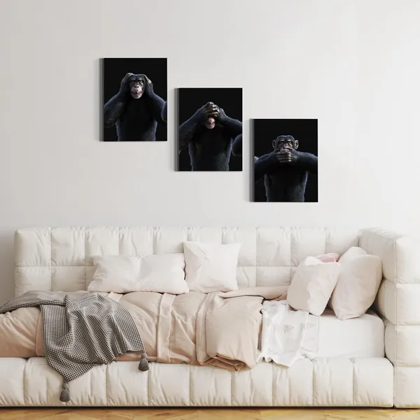 Multicolor_3_Pieces_Canvas_Wall_Art,_Gorilla_Bathroom_Wall_Art,_Gorilla_Canvas_Painting_|_For_Bathroom,_Toilet_Decor,_Funny_Modern_Gorilla_Monkey_Painting_Print_Framed_Wall_Art_|_For_Home_Bathroom_Decoration