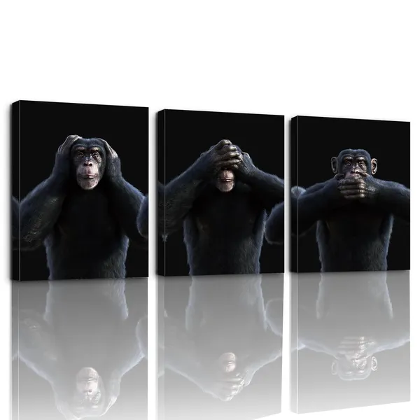 Multicolor_3_Pieces_Canvas_Wall_Art,_Gorilla_Bathroom_Wall_Art,_Gorilla_Canvas_Painting_|_For_Bathroom,_Toilet_Decor,_Funny_Modern_Gorilla_Monkey_Painting_Print_Framed_Wall_Art_|_For_Home_Bathroom_Decoration
