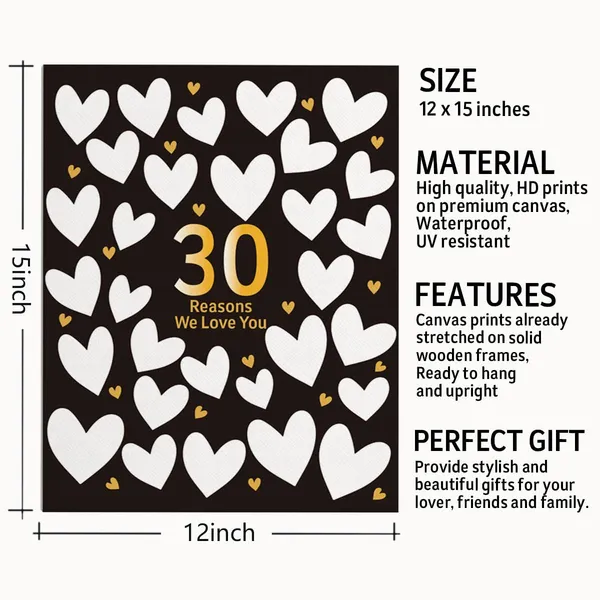 Multicolor_30_Reasons_We_Love_You_Poster,_Canvas_Poster_Wall_Art_Hanging_Decor_Print,_Beautiful_Wall_Decor_|_For_Birthday/Anniversary_Party,_30th_Birthday_Gifts_Ideas_|_For_Friends_Family,_Wife_Gift