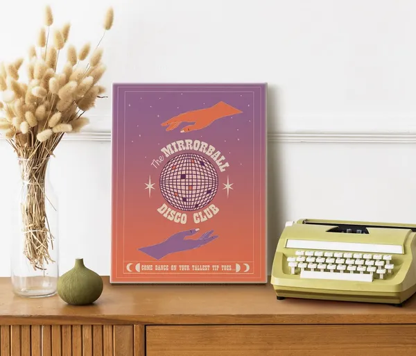 Multicolor_Canvas_Wall_Art,_Canvas_Poster_Wall_Art_Hanging_Decor_Print,_Poster_|_For_Living_Room_Bedroom,_Aesthetic_Decor_Gifts,_Disco_Club_Poster,_Mirrorball_Canvas_Poster,_Come_Dance_with_Your_Tallest_Tip_Toes
