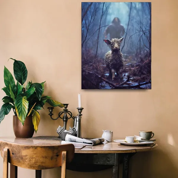 Multicolor_GUN_SUPPLIES_OUTLET_LLC_Jesus_and_Lamb_Canvas_Wall_Art_Jesus_Chasing_After_Lamb_Picture_Religious_Christian_Home_Decor_Print_12x16_inch