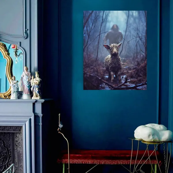 Multicolor_GUN_SUPPLIES_OUTLET_LLC_Jesus_and_Lamb_Canvas_Wall_Art_Jesus_Chasing_After_Lamb_Picture_Religious_Christian_Home_Decor_Print_12x16_inch