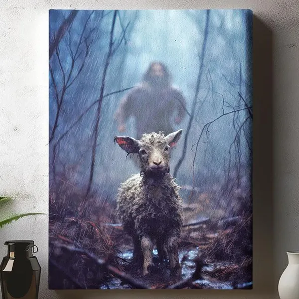Multicolor_GUN_SUPPLIES_OUTLET_LLC_Jesus_and_Lamb_Canvas_Wall_Art_Jesus_Chasing_After_Lamb_Picture_Religious_Christian_Home_Decor_Print_12x16_inch