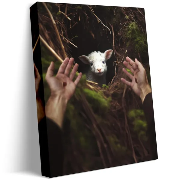 Multicolor_Jesus_and_Lamb_Canvas_Wall_Art_Jesus_Reaches_Down_to_Rescue_A_Lamb_Picture_Wall_Art_Canvas_Print_Christian_Home_Decor_12x16_inch
