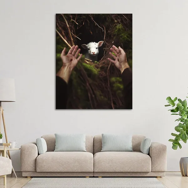 Multicolor_Jesus_and_Lamb_Canvas_Wall_Art_Jesus_Reaches_Down_to_Rescue_A_Lamb_Picture_Wall_Art_Canvas_Print_Christian_Home_Decor_12x16_inch