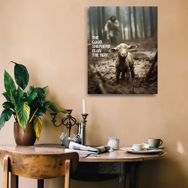 Multicolor_GUN_SUPPLIES_OUTLET_LLC_Christian_Canvas_Wall_Art_Jesus_Saving_Lamb_Picture_Jesus_Running_Art_Christian_Wall_Decor_|_For_Wall_Decor_Bedroom_Decorations_12x16_inch