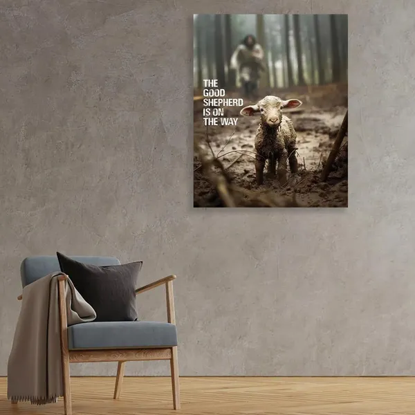 Multicolor_GUN_SUPPLIES_OUTLET_LLC_Christian_Canvas_Wall_Art_Jesus_Saving_Lamb_Picture_Jesus_Running_Art_Christian_Wall_Decor_|_For_Wall_Decor_Bedroom_Decorations_12x16_inch