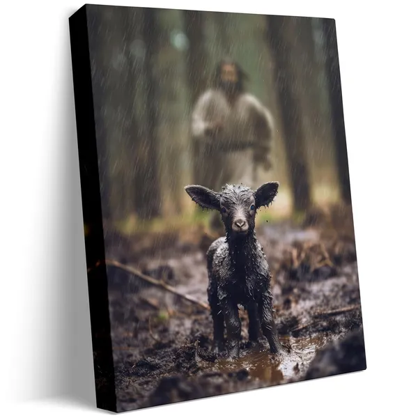 Multicolor_Jesus_and_Lamb_Canvas_Wall_Art_Black_Sheep_Lost_Picture_Wall_Art_Canvas_Print_Christian_Home_Decor_12x16_inch