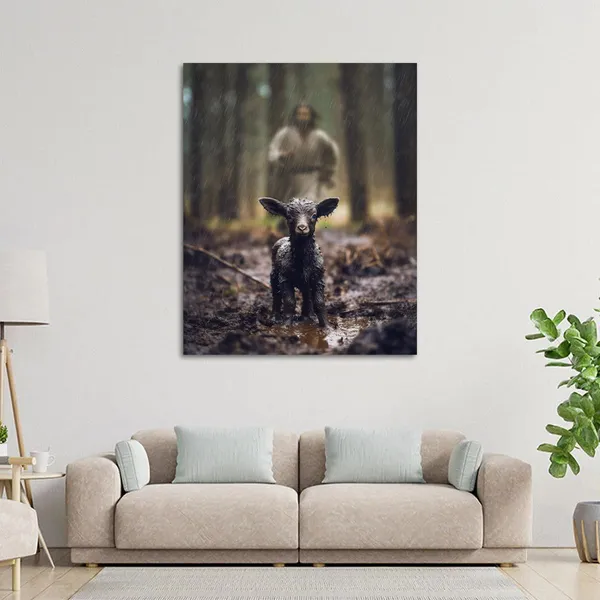 Multicolor_Jesus_and_Lamb_Canvas_Wall_Art_Black_Sheep_Lost_Picture_Wall_Art_Canvas_Print_Christian_Home_Decor_12x16_inch