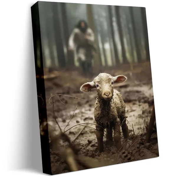 Multicolor_Jesus_and_Lamb_Canvas_Wall_Art_Jesus_Running_After_Lost_Lamb_Picture_Wall_Art_Canvas_Print_Christian_Home_Decor_12x16_inch