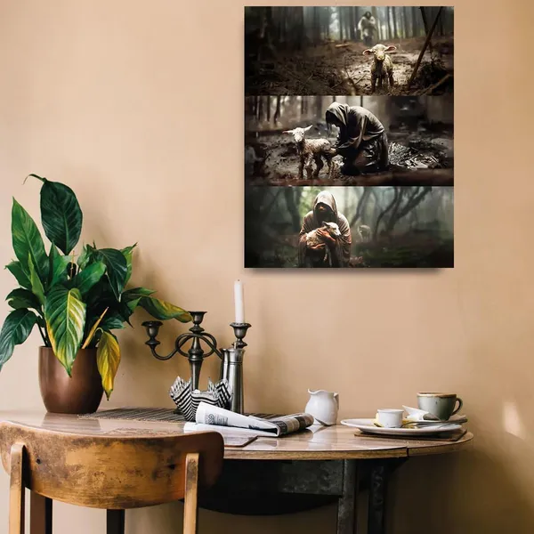 Multicolor_Jesus_Paintings_Christian_Wall_Art_The_Good_Shepherd_Satin_Portrait_Poster_Print_Decorative_Religious_Wall_Decor_|_For_|_For_Home_Bedroom_12x16_inch