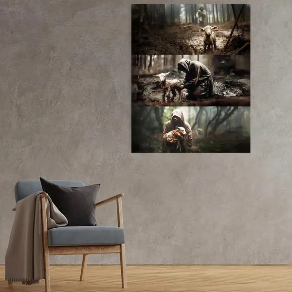 Multicolor_Jesus_Paintings_Christian_Wall_Art_The_Good_Shepherd_Satin_Portrait_Poster_Print_Decorative_Religious_Wall_Decor_|_For_|_For_Home_Bedroom_12x16_inch