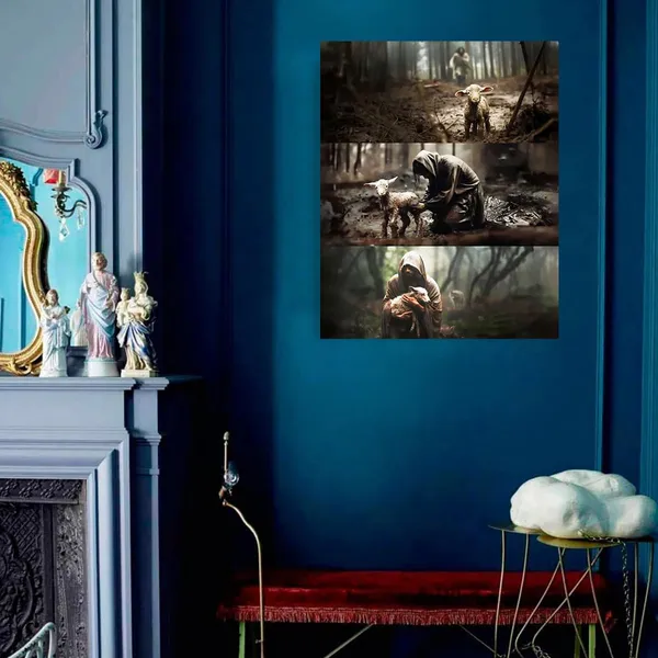 Multicolor_Jesus_Paintings_Christian_Wall_Art_The_Good_Shepherd_Satin_Portrait_Poster_Print_Decorative_Religious_Wall_Decor_|_For_|_For_Home_Bedroom_12x16_inch