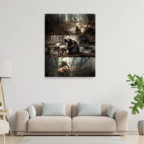 Multicolor_Jesus_Paintings_Christian_Wall_Art_The_Good_Shepherd_Satin_Portrait_Poster_Print_Decorative_Religious_Wall_Decor_|_For_|_For_Home_Bedroom_12x16_inch