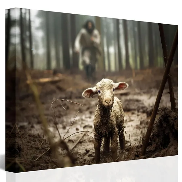 Multicolor_Jesus_and_Lamb_Canvas_Wall_Art_Jesus_Running_After_Lost_Lamb_Picture_Wall_Art_Canvas_Print_Christian_Home_Decor_12x16_inch