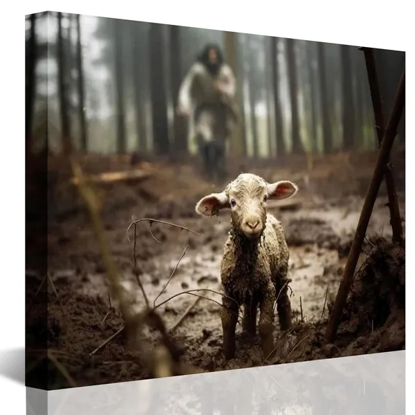 Multicolor_Jesus_and_Lamb_Canvas_Wall_Art_Jesus_Running_After_Lost_Lamb_Picture_Wall_Art_Canvas_Print_Christian_Home_Decor_12x16_inch