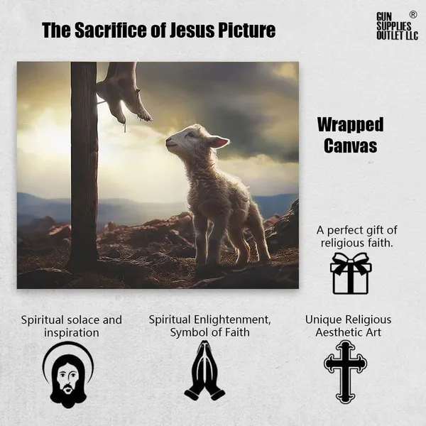 Multicolor_GUN_SUPPLIES_OUTLET_LLC_Jesus_and_Lamb_Canvas_Wall_Art_The_Sacrifice_of_Jesus_Picture_Religious_Christian_Home_Decor_Print_12x16_inch