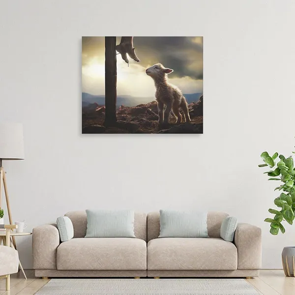 Multicolor_GUN_SUPPLIES_OUTLET_LLC_Jesus_and_Lamb_Canvas_Wall_Art_The_Sacrifice_of_Jesus_Picture_Religious_Christian_Home_Decor_Print_12x16_inch