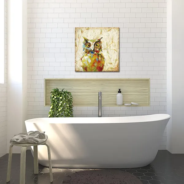 Multicolor_Funny_Owl_Canvas_Wall_Art_Cute_Animal_Pictures_Artwork_Vintage_Bird_Poster_Prints_|_For_Living_Room_Bedroom_Kid's_Room_Decoration_Modern_Wall_Decor_Ready_to_Hang_24x24_inch