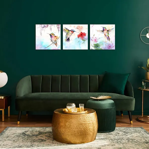 Multicolor_3Pcs_Bird_Canvas_Wall_Art_Animal_Picture_Artwork_Hummingbirds_and_Red_Purple_Flower_Canvas_Print_Abstract_Painting_Vintage_Wall_Decor_|_For_Bedroom_Office_Farmhouse_12x12inchx3pcs_(Small)
